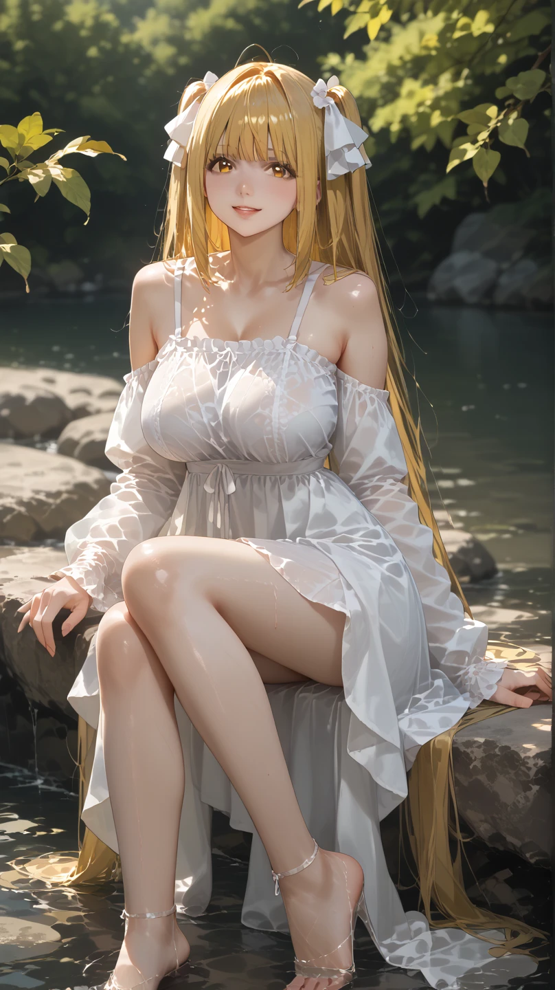 The god of autumn is taking a break halfway up a mountain where the autumn leaves are beautiful. Her dress is made of fallen leaves, and she has branch antlers on her head. 8k , HD, highly detailed, realistic, photography, photo realism, --ar 9:16 -- at 6.0 --s 750,19 years old, alone, Long Hair, View your viewers, Blonde, Brown eyes, gem, whole body, Realistic, Sexy、Big Breasts 、stockings、clip on earrings,during,bracelet、embarrassed,blush,teache、