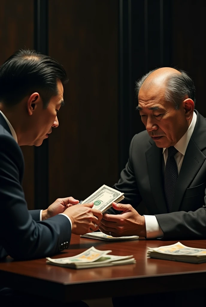 Man surrounded by women、high-level image quality、Man sitting in the center of the screen、Woman sitting on either side of it、bill、money、Bundles、Rich。Wealthy、swim wears、Lots of wad、Triumphant face、Black hair