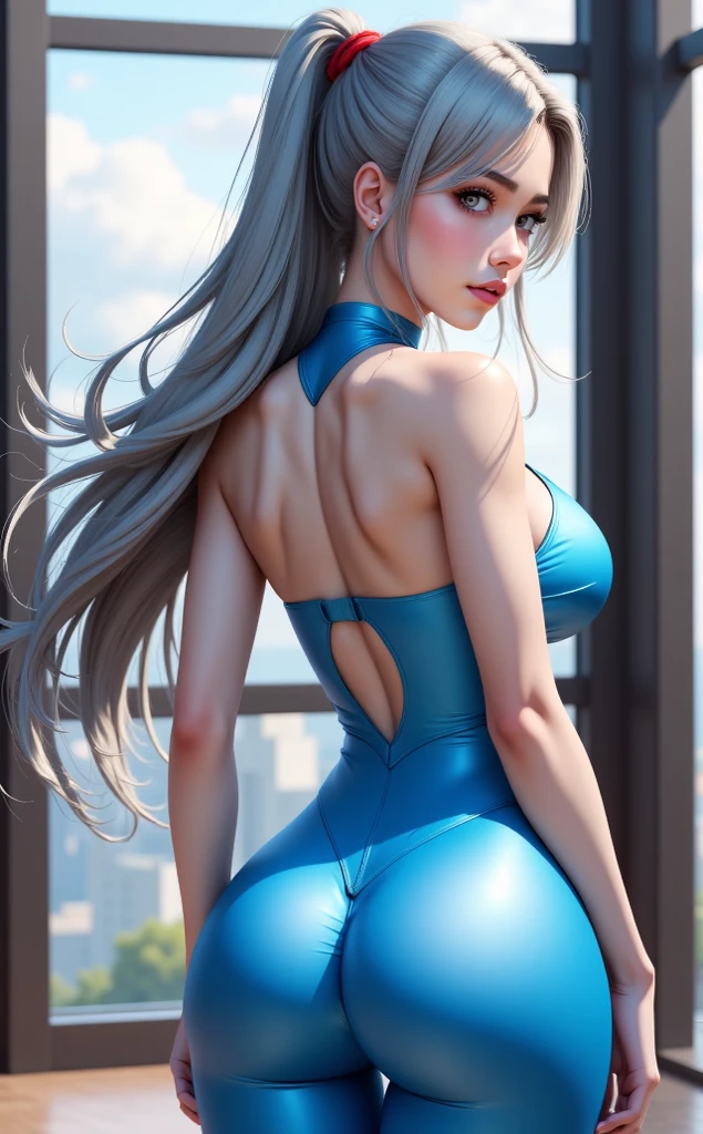 (ultra realistic,32k, masterpiece:1.2),(high detailed skin:1.1),( high quality:1.1),
<lora:WinxClubIcy:0.8>Icy,blush stickers,(mascara, long lashes:1.1) blue eyes, white hair, ponytail, very long hair, turtleneck top,ruffle skirt,long sleeves, thigh highs, mediterranean town park,sunshine, trees,blurry background,,,(from behind,thick ass, looking at viewer, standing,:1.1),, (huge breast,large breast:1.1),<lora:add_detail:0.75>,
(volumetric lighting:1.1),