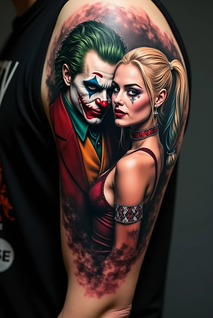a beetlejuice and lydia image for a full color tattoo representing love.