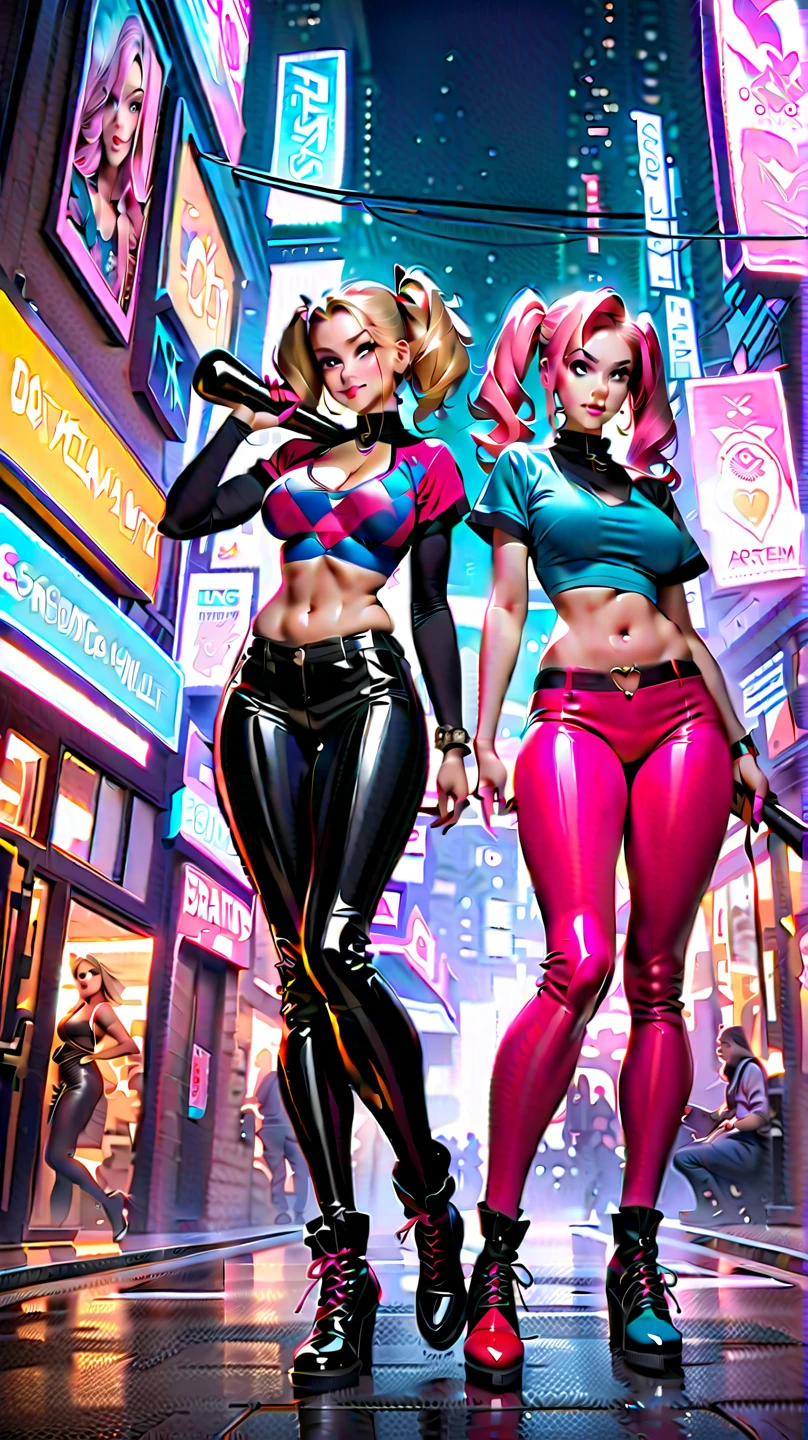 3girls, women (sexy and curvaceous, full lips, beautifully multicolored hairstyles, colossal cleavage: 1.5) in a photo shoot. Dressed in cellophane (see-through) clothing, which clings to their bodies (massive breasts: 2.5, exposed), Embrace the vibrancy and energy of bold colors. Use vivid, contrasting hues to create a visually striking composition. Dress your exotic models in vibrant outfits and experiment with dynamic lighting to bring the colors to life. They also have several piercings and tattoos adorning their bodies. In the style of fancy Tarot cards