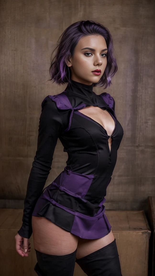 anime girl in a black outfit with a sword in her hand, very beautiful cyberpunk samurai, digital cyberpunk anime art, anime cyberpunk art, cyberpunk anime girl mech, cyberpunk anime girl, cyberpunk anime art, female cyberpunk anime girl, cyberpunk geisha, digital cyberpunk - anime art, cyberpunk samurai, anime style 4 k, badass anime 8 k, cyberpunk anime girl in hoodie, beautiful south korean woman, korean girl, beautiful young korean woman, korean woman, heonhwa choe, korean women's fashion model, sexy look, big breast, sexy pose, show breast, light purple hair