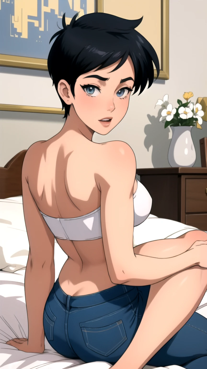 Beautiful naked anime boy wearing transparent underwear
