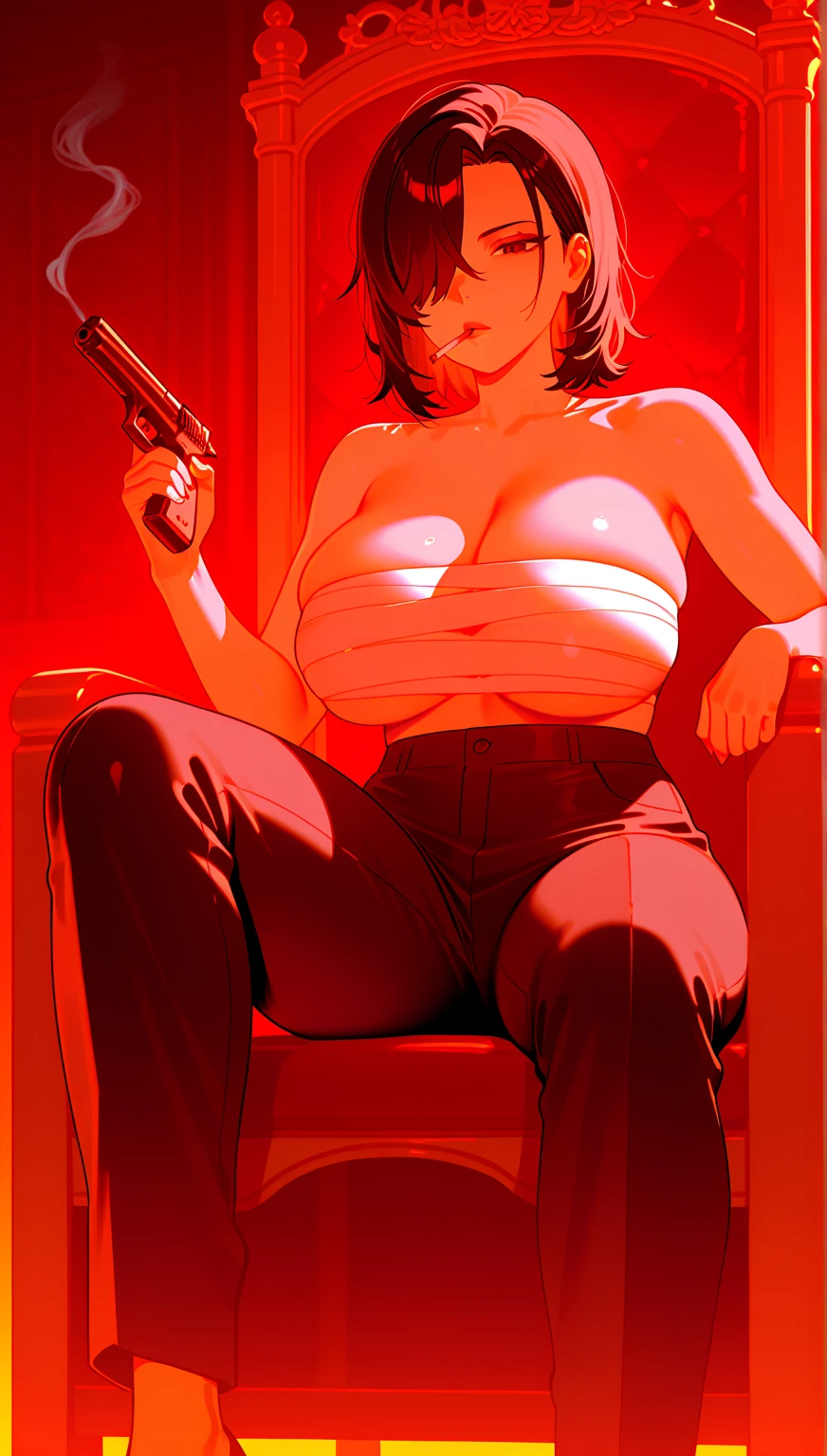 1 girl, cute photorealistic all outside blushing, rope bikini armor, Shibari, electric chair, bigger neckline, recoil of breasts, inside a Runeterra prison, slave collar, chain around her neck, roleplay bdsm, high fantasy, engraving, lascivious, agitated, highly detailed, 8k, high resolution, solo, juicy big lips, juicy thick thighs, makeup, big shiny breasts, gloves, looking at the viewer, photorealistic, 4D cinema, octane render, innovative, sexy, curvy but slender, mystical aura, steaming mist around it, illuminati style, use advanced machine learning to create the perfect succubus waifu alone sitting in an electric chair, camel's finger exposed, vice magazine photography style, trend in Pixiv, trend in civitai, perfect composition, SFW, professional quality, Unreal engine, woman with short black hair, silver blue eyes,rolled eyes under hypnosis , sitting on the bed , hand in hairs, drooling , used boxes ,
