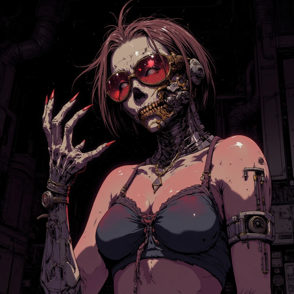 Painwheel, brown hair, single hair bun ,black nail polish, solo, upper body, angry,
PWattire, white dress, side slit , no panties, sideboob, collar, cuffs, bare shoulders, bolts, cowboy shot, toned, cleavage,
Brown Mask, mask stiches, glowing red eyes, large breasts, face covered,
(insanely detailed,masterpiece, best quality)
<lora:Painwheel-10v4:0.8>