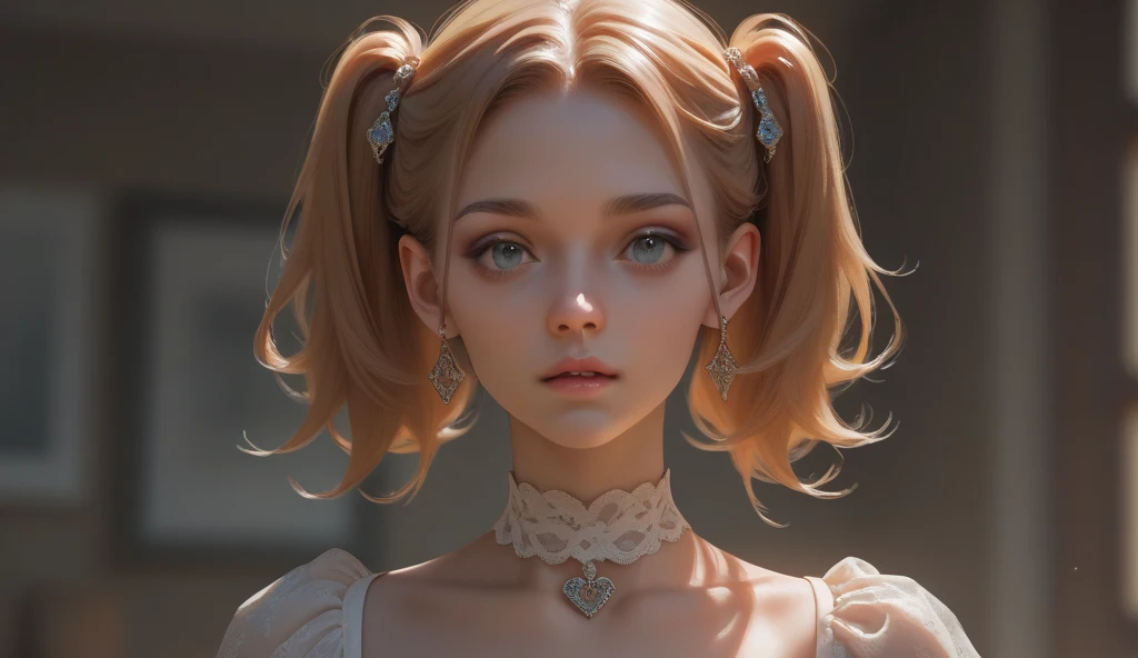 (masterpiece, best quality), 1girl, Chestnut Blonde Crown Braid Updo with Gem Accessories, small breasts, <lora:krtkV1:0.8> krtk_V1