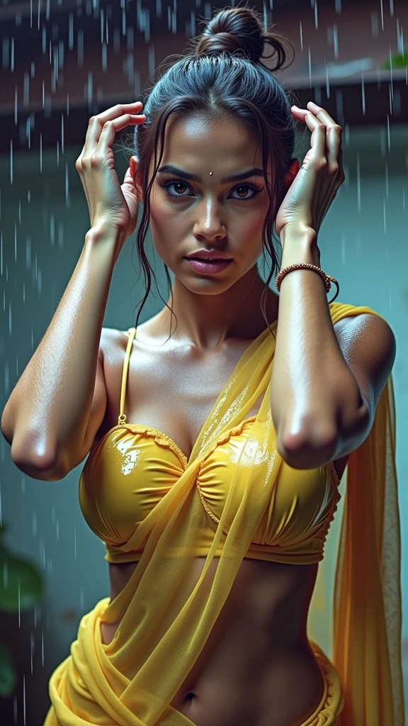 best image quality, masterpiece, ultra high resolution, (fidelity :1.4), photograph, 1 girl,[(sorrow)],white shirt, 薄dark, dark, Desperate, regret, pitiful, cinematic,tear,teardrop,(torn clothes:1.5), (wet clothes:1.4), bare shoulders,real rain,wet hair,..