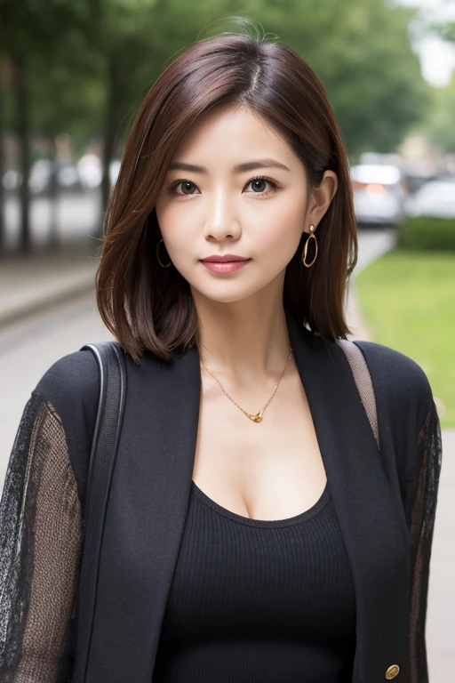 ((masterpiece)), ((best quality)), (ultra-detailed), ((kawaii)), cute, (lovely), (sexy:1.3), ((extremely detailed)), 4K, (8K), best quality, (beautiful), illustration, (Cowboy Shot:1.2), office, evening, autumn, a pretty woman, Japanese, solo, (office suits:1.3), beautiful red hair, beautiful brown eyes, ((beautiful eyes)), (light brown-skinned:1.2), (short hair:1.2), hair ornaments, earrings, light smile, sagging breasts, lens flare, shiny