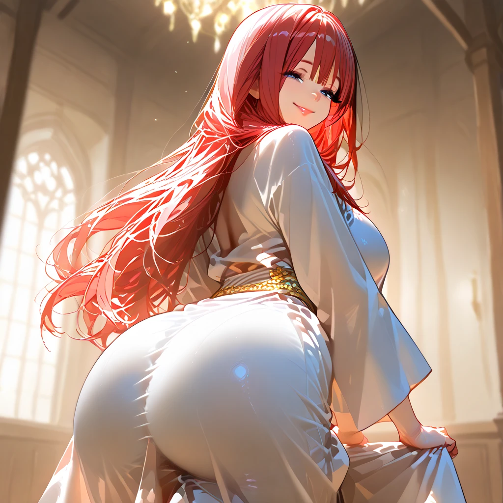 1girl, (solo), (NSFW), ((ultra detailed background, delicate pattern, intricate detail)), (best quality), (masterpiece), (highres), top quality, (detailed textures), (beautiful detailed eyes), (sharp focus), (ultra-detailed), (8k), BREAK (from behind:1.3), ass, back, (ass focus), (anal:1.2), (anus), (ass shot:1.3), (spread ass:1.3), (hands on own ass), (from below:1.3), (cum in pussy:1.2), rias gremory, long hair, very long hair, blue eyes, ahoge, huge ahoge, (naked:1.4), BREAK (blush:1.3), (steam), sweat, BREAK indoors, bedroom, white bed, detailed interior, BREAK beautiful detailed glow, blushing, brilliantly lit, very detailed, areola slip, beautiful body line, (Beautiful, large_breasts:1.3), sexy breasts, shiny skin, cute, (Delicate figure and beautiful body curves:1.2), (looking at viewer), high resolution, high detail, Correct limbs, Ultra High Resolution, 4K, Ultra Detail, photography, HDR, Background blur, (vibrant_color:1.2), (beautiful_face:1.5), (narrow_waist), wallpaper, (beautiful detailed eyes:1.6), (extremely detailed face:1.4), perfect lighting, (picture perfect)
