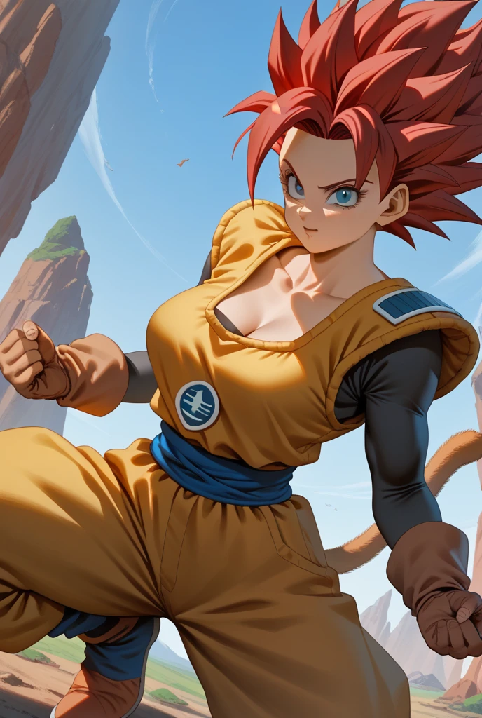 Girl, Big Boobs, Dragon Ball Z Style, Hair red --auto