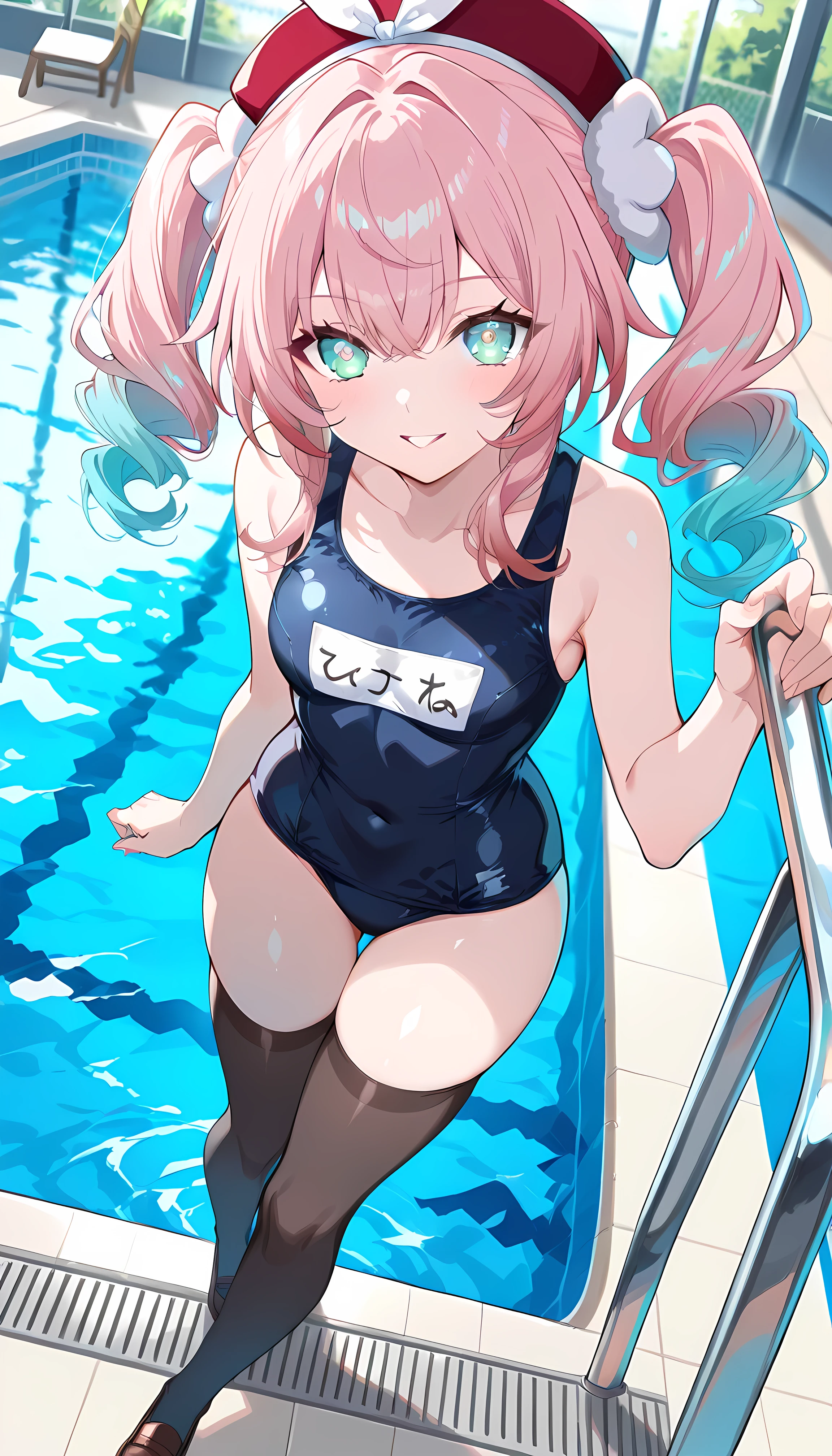 score_9, score_8_up, score_7_up, BREAK source_anime, (masterpiece), (top quality), hyacine \(honkai star rail\), 1girl, full body, smile, blur your cheeks, pink hair, solo, schoolswimsuit, black thigh-high socks, pool,  twintails, multicolored hair, red headwear, gradient hair, looking at viewer, hat, long hair, bow,, hair between eyes, aqua eyes, parted lips, blue hair, sidelocks,Shiny Eyes , Beautiful Eyes, fascinating, EROTIC, Shiny Skin Thighs, sexy, Shining Eyes, (cute illustration:1.3), ( high chroma:1.3), detailed, dynamic lighting for buttjob penis,, masterpiece,top quality, great quality, anime painting, staring at viewers,,ray tracing,, extremely detailed background description,angle looking in from below
