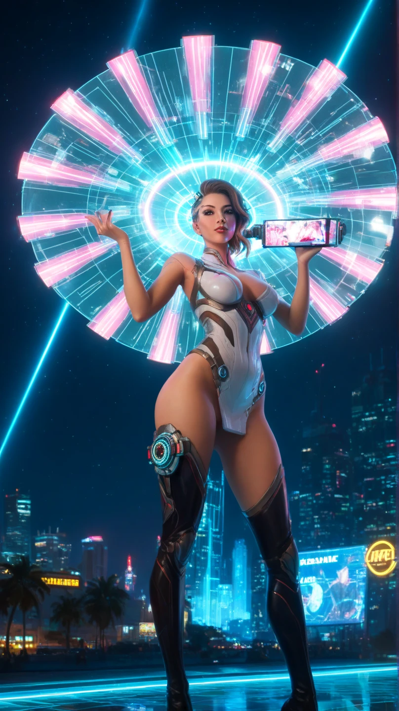 Visualize rockets streaking across the sky, leaving behind trails that morph into fractal vortexes, turning the night into a kaleidoscope of patriotic patterns. enormous tits, (full body:1.5)