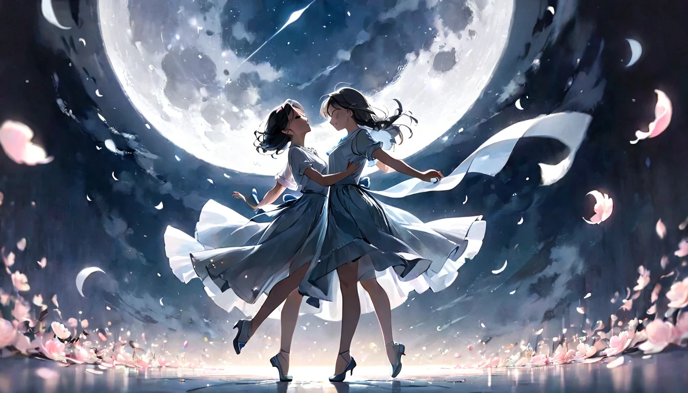 under the sterry sky two lover watching the star and meteor 