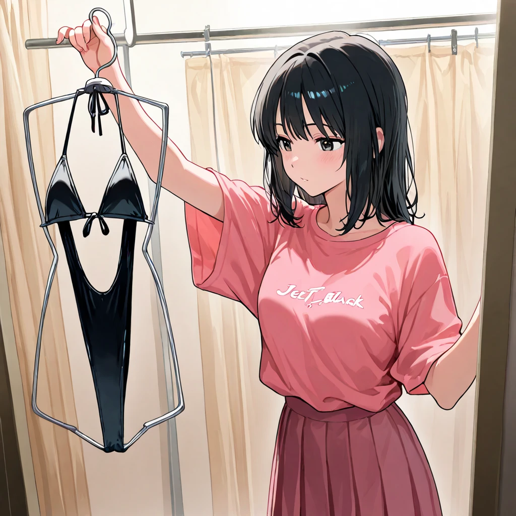 (((masterpiece) (((((Highest quality))))((high resolution))))), Very detailed, Ultra-realistic, )、、lockerルーム、Open shirt、White Bra、White panties、Black Hair、Small breasts、locker、Change of clothes、Expressionless、From above