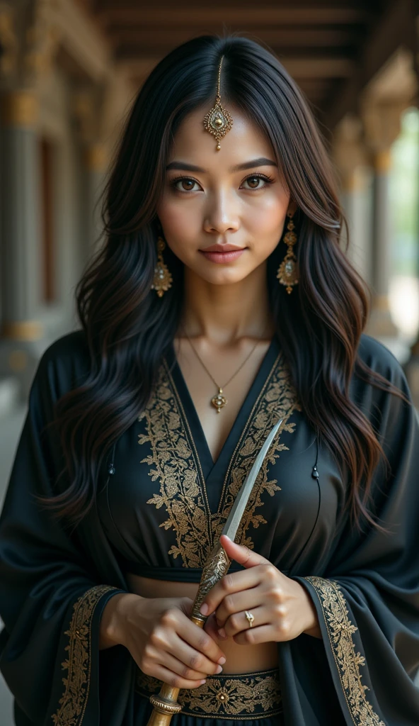 A mesmerizing portrait of a Javanese woman wearing an entirely black ...
