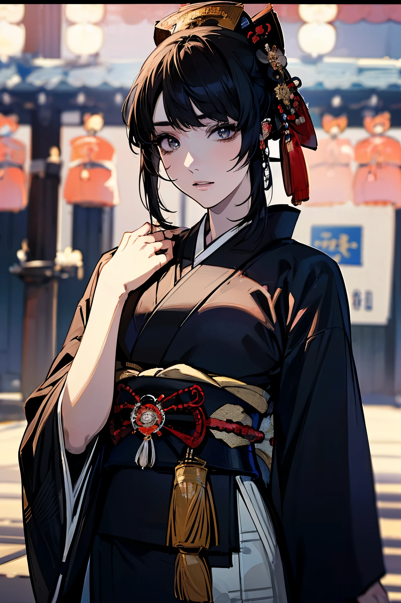(masterpiece:1.5),beautiful hair,Beautiful Eyes,beautiful lips,Beautiful slender body,Big Breasts,cleavage,(Konno Anna:1.2),(Riho Yoshioka:1.1),(random expression:1.3),(Riverside:1.4),bust illustration from the front ,((((the most beautiful woman in the world:1.7)))),(((( kimono,jacket,Taisho Romance:1.5)))),((19-year-old single woman holding a fish in her hand:1.1)),(accurately depicted anatomically correct hands:1.1)black hair,long lashes,Three-dimensional, jewel-like eyes,Very delicate and beautiful CG,2. 5D illustration, Anatomically Accurate Bodies, (very precise illustration:1.1),(Outdoors:1.4), (wallpaper:1.4),8k