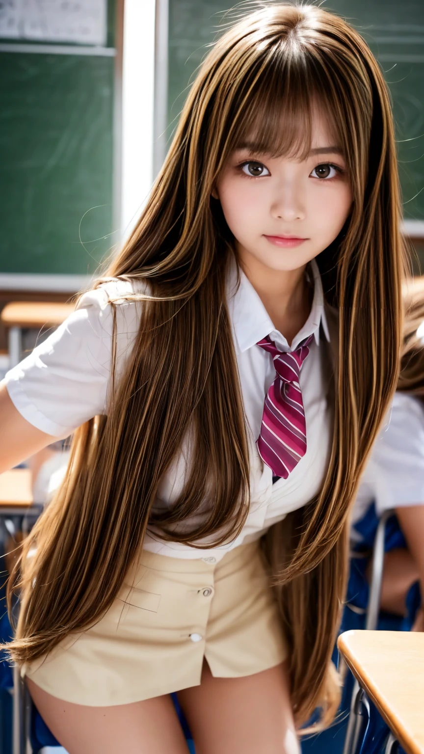Any pose of Monika a school girl long hair