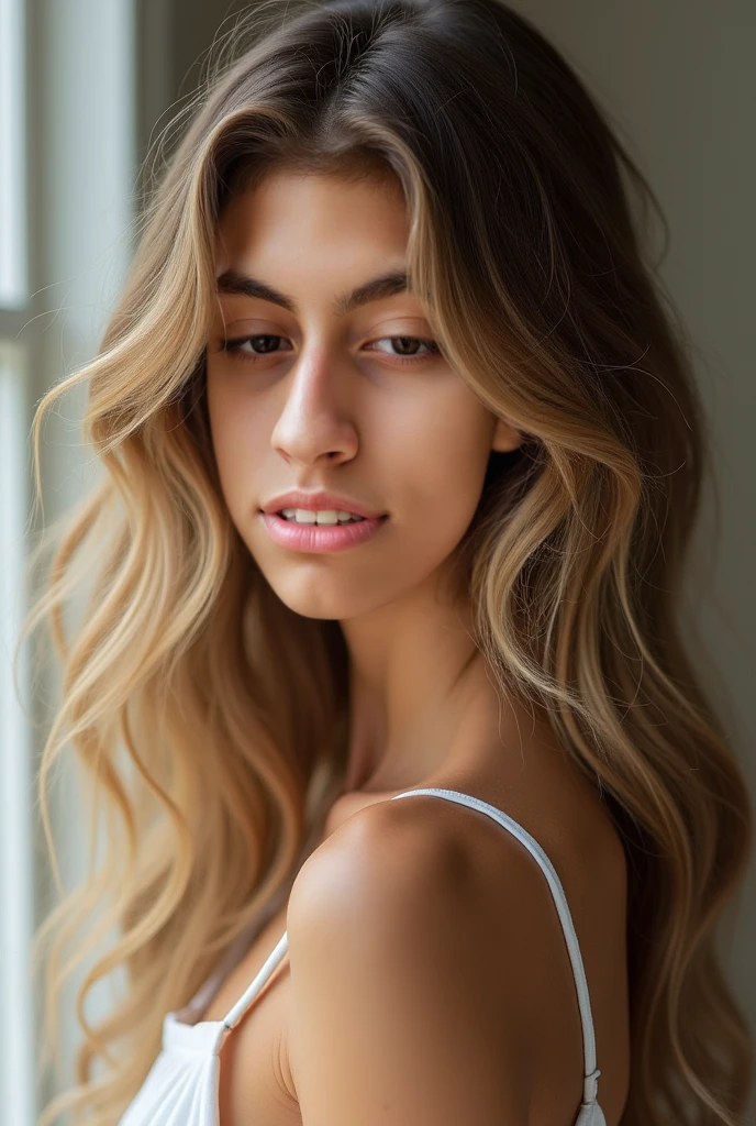 mujer, 18yr old, delgada, senos grandes, posicion de perro, mirando al espectador, muy poca ropa, mojada, cabello largo, cabello color azul, ojos brillantes, ojos color azul,