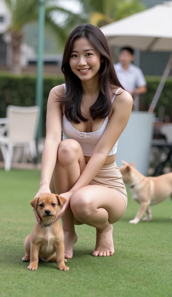 masterpiece、(((full nude)))、((((full nudeヌード)))、(((Don't wear flattery、Doggie style、male dog and girl mating)))、((Low - Angle)))、Outdoor exposure girl、detailed eyes、超High resolution(reality:1.4)very beautiful, beautiful skin, slender,slender body、small breasts、small breasts、((Are thin、concave abdomen))、thin and long legs、 (Super realistic), (High resolution), (8K), (very detailed), (Super detailed), details face,、NSFW、Obsceneness、obscene appearance、(((art)))、Vagina expanding with fingers