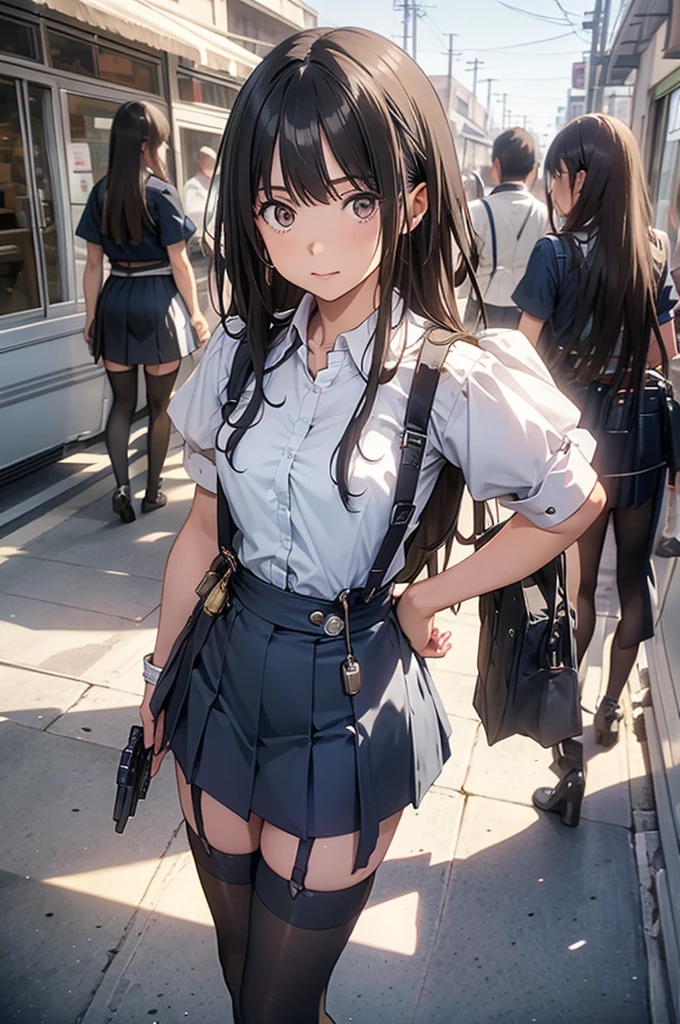 
Brown Hair、Staring at the audience　　　Black suspenders　　　bulging big breasts　　 　 　　　wall: 　Black mini skirt　garter　　　　　　sight　　　Small face　Bans 　　　holster　　　Beautiful woman　　Show your hand　　レッグholster ベッドに横たわる　　sight 　Black boots panty shot　Taunt　side　side汗　I 　arm