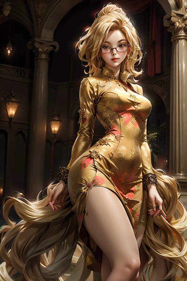 ((artwork)), (Best quality) Reality , secretary, Beautiful woman, Good sense of humor, Topless ,Beautiful round breasts, Large breasts, camisa e saia estilo secretary sexy,miniature , beautiful legs, Glasses show your neck, Off-shoulder ,Show your belly button, Big eyes, far away, Thick eyelashes, Fleshy lips, Crimson eyes, blond hair far away and thick, Black short hair, Intricate designs and patterns in the style of Alphonse Mucha ,Art Nouveau Watercolors