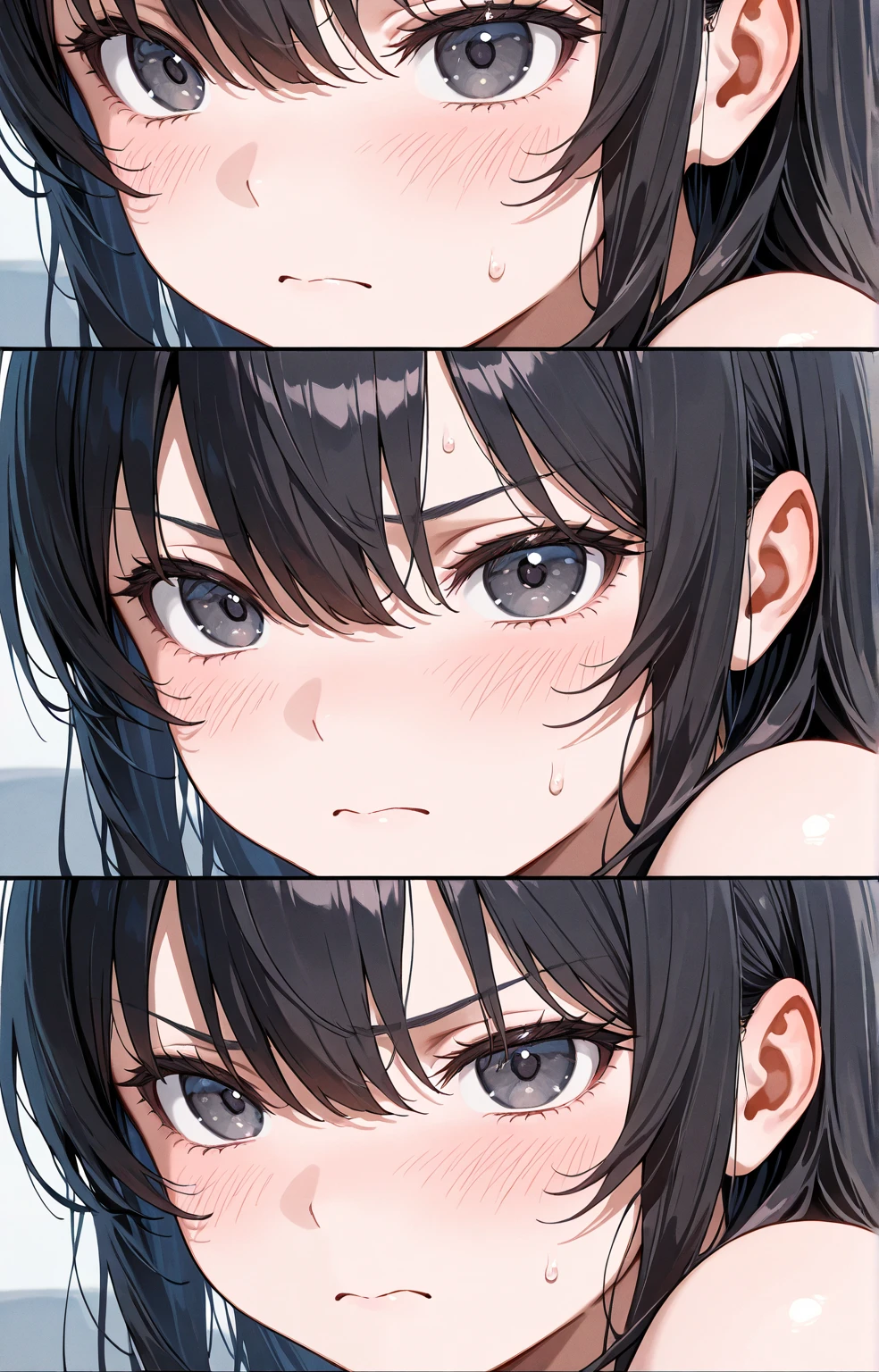 (((Browsing Caution, Close Up Facial , Front view , From below , Movie angle))) ,(On all fours), break、( 1girl、1boy), 20-year-old, (close your eyes),(((Embarrassing, Excited, Fascinating, In the heat, orgasm,Blushing,shortness of breath, Very humid,vapor、Man grabbing woman's breastan behind))) , break (((Bright pink and green hair))),(Semi-long hair tied in one piece、Add a light pink ribbon to the end.:1.3),(((Two-part bangs , middle part, Bangs parted in the middle, Side-swept bangs))), (amount:1.3), (Small breasts:1.0) ,((Sweaty skin, Dripping , girl trembling with Sexual climax, Cum in pussy, pubic hair)) ,Thin dots, feminine, Slightly muscular, Dynamic pose,((((vagina,Sex, A boy and his penis,Heterolo, Women in front and men in back , dorsal position, Cum in pussy, pubic hair)))), break, (((White - Solid - Short Sleeve - Safari Shirt ,Bottomless))), break, (((Midnight,On the bed))),(masterpiece), (Realistic), (Highest quality), (Super detailed), wonderful, ((A face with attention to detail)) , clavicle, High resolution , (Super detailed), Smooth, 16K, Vibrant colors,vagina,Sex,
