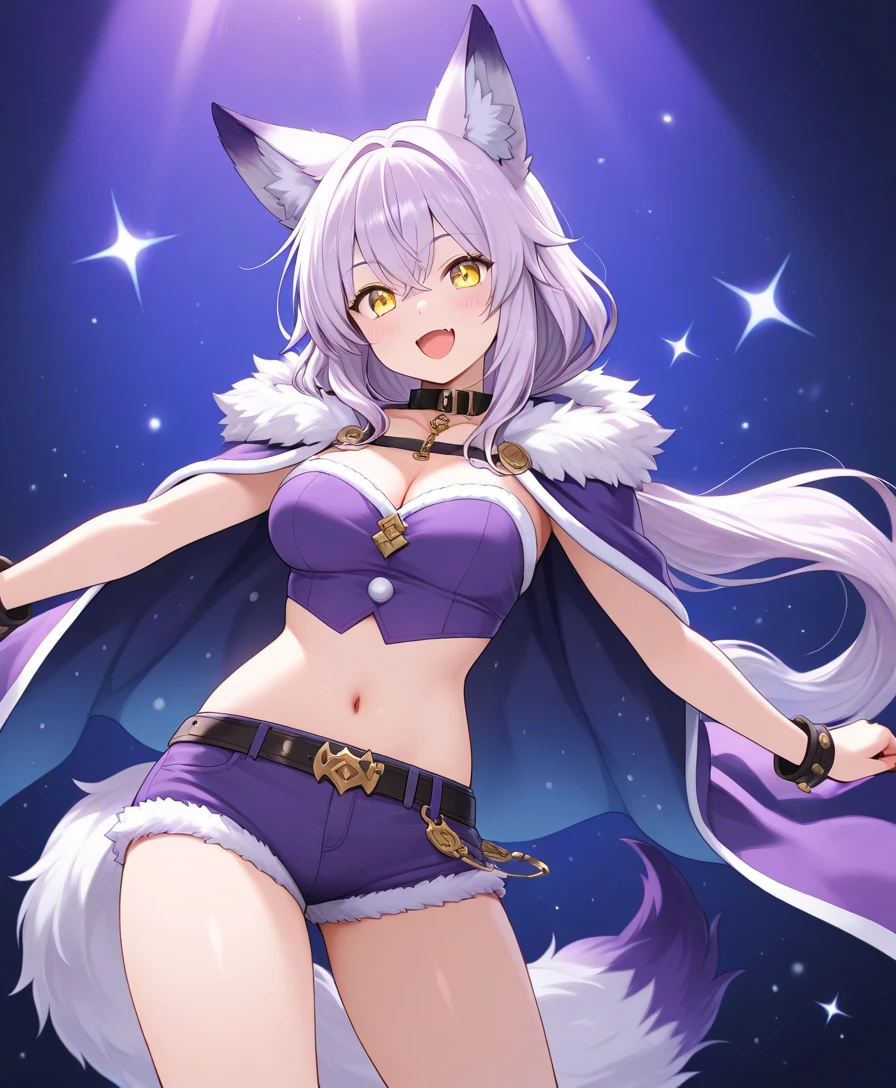 ((best quality)), ((masterpiece)), (detailed), purple and grey color fox, purple and grey color crystal fur, crystal shaped tail, large diamond on its head