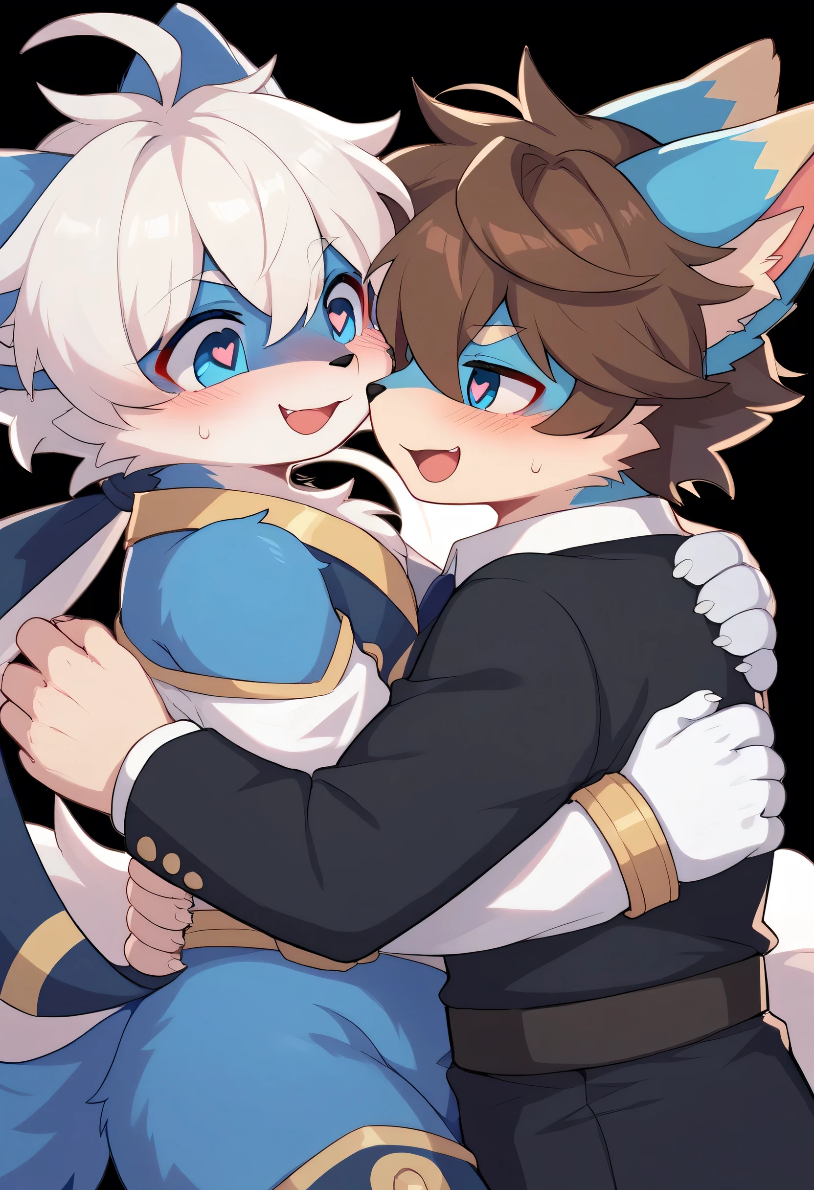 A boy with an ice suit and brown hair and a blue ribbon on his chest