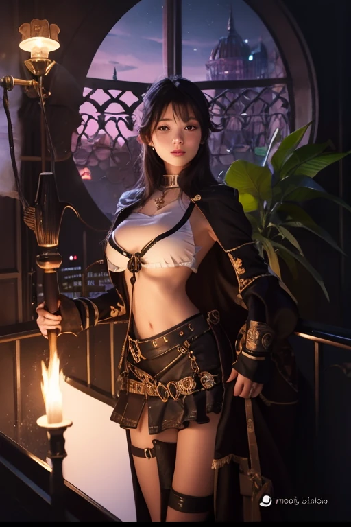steampunk style, best quality,ultra-detailed,busty Malaysian woman:1.1,energetic,athletic,hijab,huge breasts,small field scientists outfit,investigates a forgotten gateway of time and space, ruins of Atlantis, adventur, danger, seductionportrait,sharp focus,vivid colors,warm color tone,lens flare,studio lighting