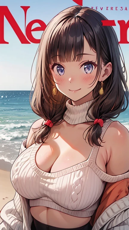 attractive korean woman, ripped muscle, muscular body, small breast, tan skin, smile(blush), bikini, cross necklace, sixpack abs, [ultra detailed skin:1.2], brown hair, long wavy hair, 8k uhd, pussy, full body, crowd, public, snow, standing,