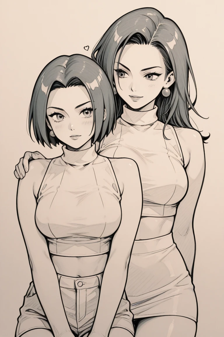 Coloring book for adults. Only black and white. low detail only main line. sexy female punisher with large breasts. black sexy top and black skirt. white punisher skull on shirt. white background. white colors. full body view of brunette woman. (Ultra detailed:1.3) ((((best quality))) ,