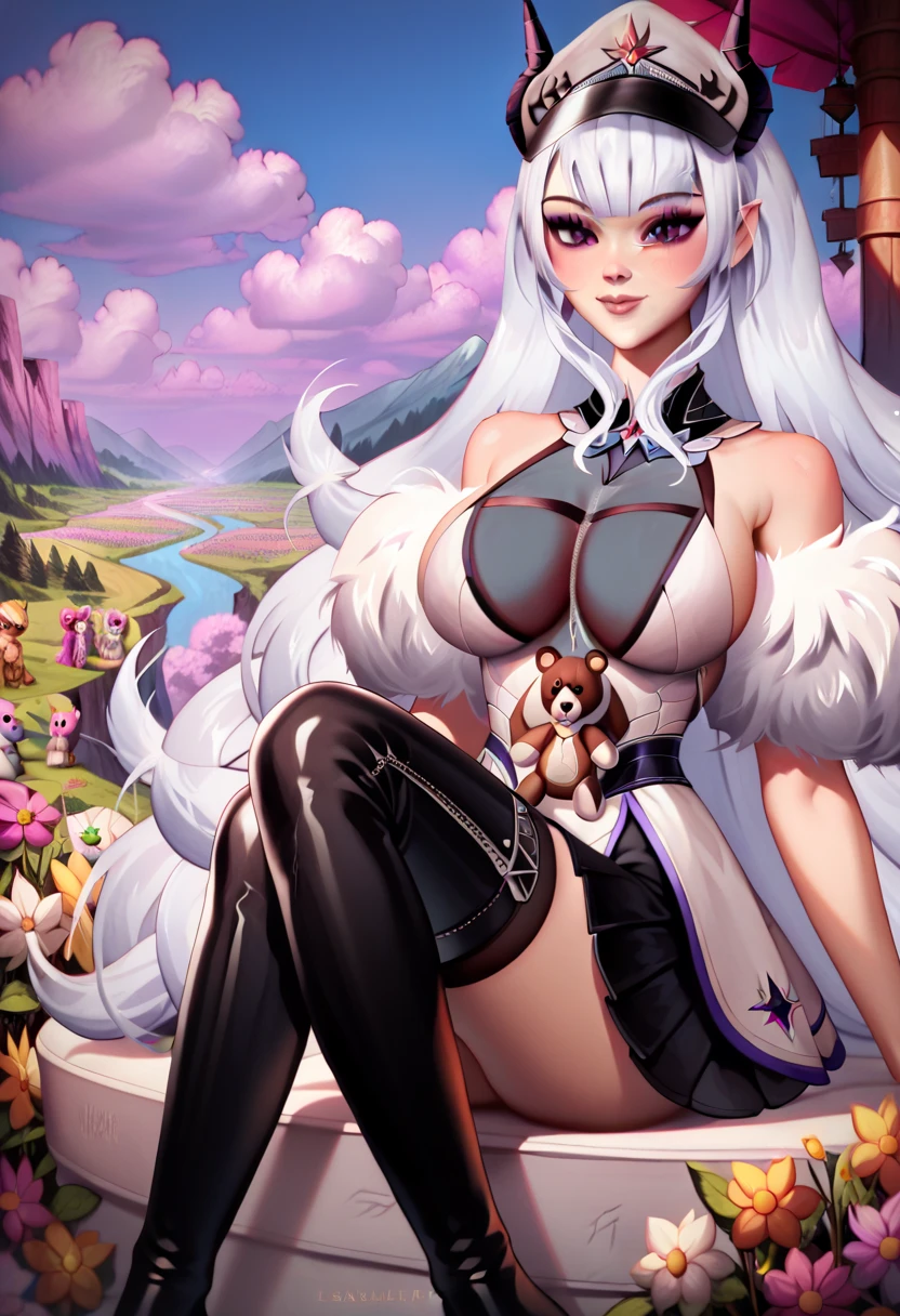 doggirl, big breasts, frontal, full-length, looking at the camera, facing the audience, standing pose, doghouse background, three-dimensional light, detailed full-body concept, sleek digital concept art, beautiful full-body concept art, art trend, CGsociety full-length,