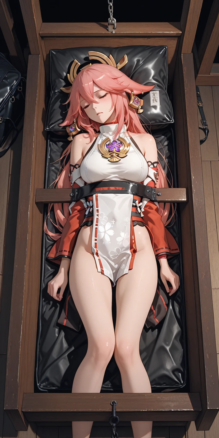 nsfw ,tied up her arms ,eyes closed ,breast milk ,Put her hands behind her back ,very large breast ,red hair ,best quality thighs:1.5 ,((high quality toe)) ,((stretch her legs)) ,(a girl on a wooden horse:1.2) ,in a show theatre ,in a dungeon ,pussy juice:1.5 ,crying face ,scream, tears, raise both hands ,hyper realistic ,intricate details ,photorealistic ,cinematic lighting ,dramatic composition ,muted colors ,chiaroscuro lighting, moody atmosphere, fine art painting ,detailed face ,highly detailed, masterpiece:1.4, best quality:1.5, 8k:1.4 ,4K ,2k, Suggestive clear liquid, rubbing the crotch,黒い角