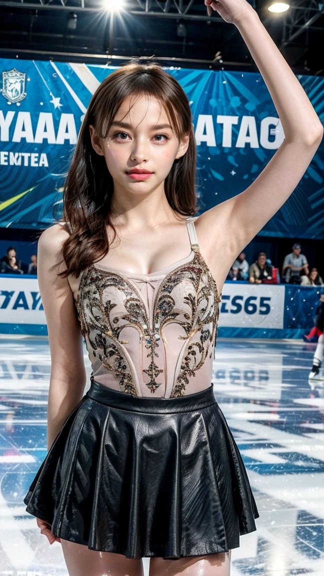 A woman in a white dress stands on an ice rink, gorgeous chinese models, wenfei ye, full-body xianxia, sexy gown, chengyou liu, wenjun lin, xision wu, inspired by Zhang Shuqi, xintong chen, intricate fantasy dress, xue han, Lin Qifeng, dilraba dilmurat, a stunning young ethereal figure