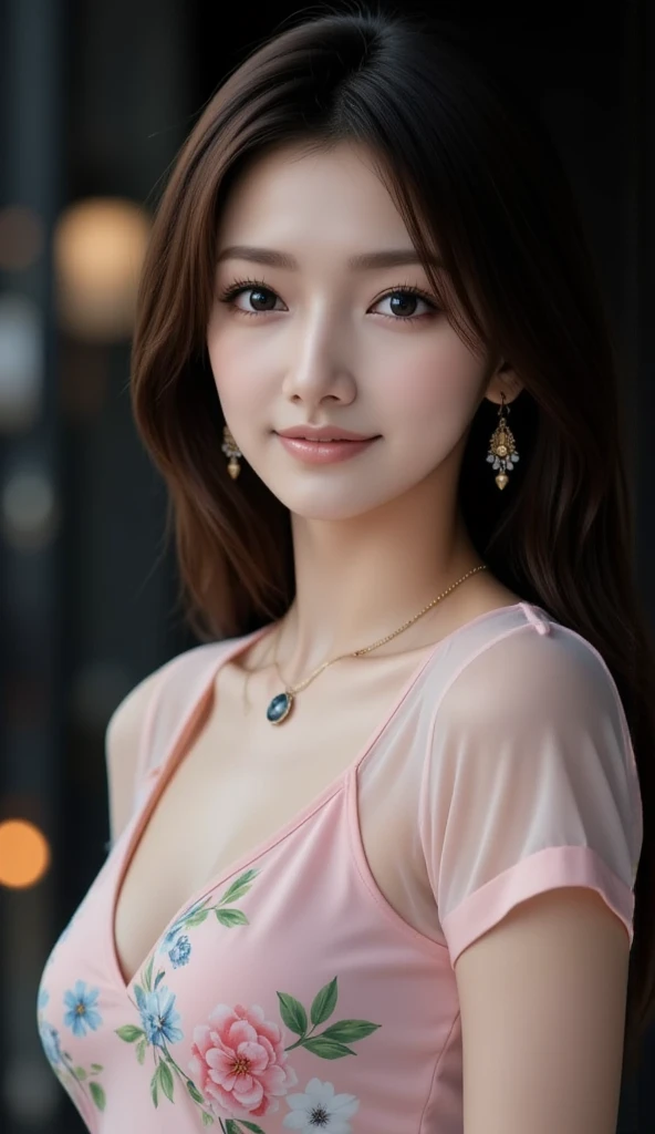 best quality, masterpiece, highres, 1girl,blush,(seductive smile:0.8),star-shaped pupils,necklace, jewelry,Beautiful face,upon_body, tyndall effect,photorealistic, dark studio, rim lighting, two tone lighting,(high detailed skin:1.2), 8k uhd, dslr, soft li...