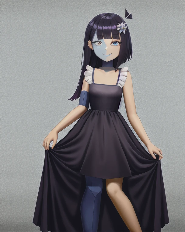 low-poly style 1 girl, long hair, bangs, looking at viewer, dress, medium shot, upper body . low-poly game art, polygon mesh, jagged, blocky, wireframe edges, centered composition