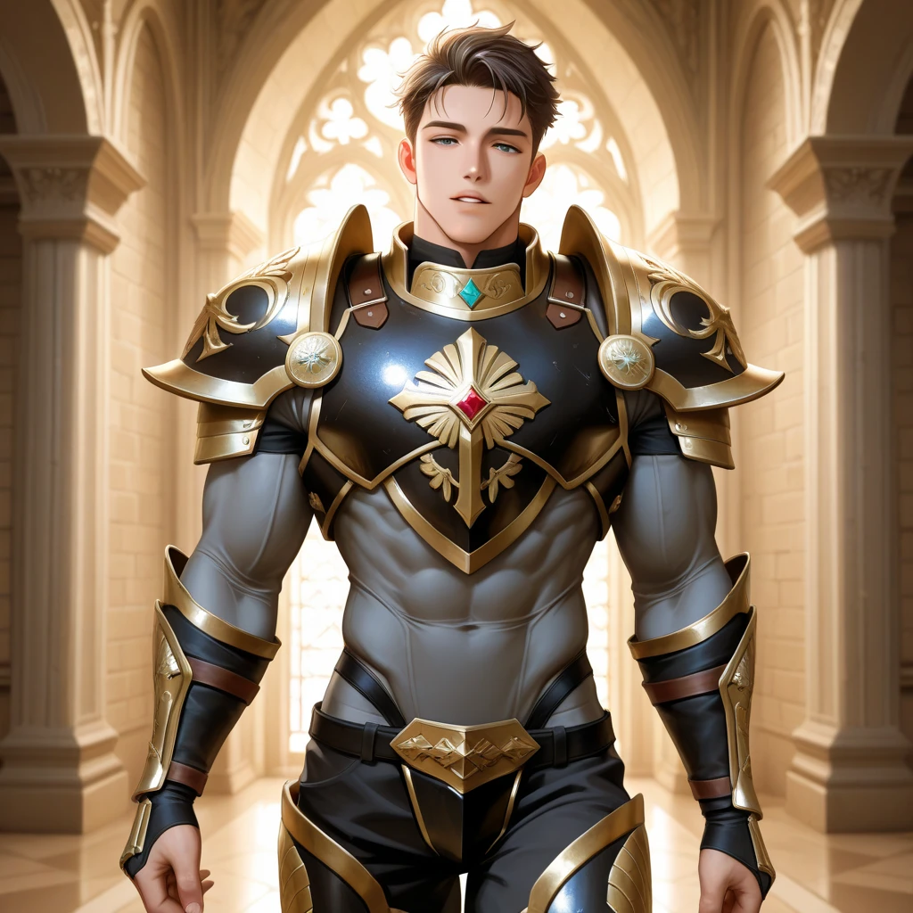 1boy, 16~20 years old, male focus, muscular male, nsfw, 3D, realistic, indoor, normal hue, central, golden ratio, sitting on the leather throne, sharp-featured body, tall, burly, highres, slender build, perfect anatomy, skin texture, thick dark buzzcut hair, see-through bangs, shallow eyebrow, symmetrical eyebrow, large bright eyes, symmetrical eyes, square gold-rimmed glasses, big straight nose, closed mouth, broad shoulders, noble attire, bdominal stretch, tight-fitting, stand-up collared dark leather jacket, gold-trimmed light blue pattern, open dark leather cape, golden shoulder armor, leather wristband, leather gloves, black trousers, spreading long thin legs, <lora:OnlyCocks_v1.0:0.5>, large erect penis over 10 inches length and 3 inches width, erection, large scrotum with testicles, masturbation, high-heeled leather boots, soft smile, handsome, powerful, from front, looking ahead at viewer, day, masterpiece, best quality, hyper-detailed, intricate detail, professional photography, matte, bright, the most beautiful ever seen, post processing, dreamatic lighting, ambient lighting, epic composition, ultrawide shot, uplight, raytracing reflections, depth of field, gorgeous background <lora:3.GenshinImpactDainsleif_v1.0:1>