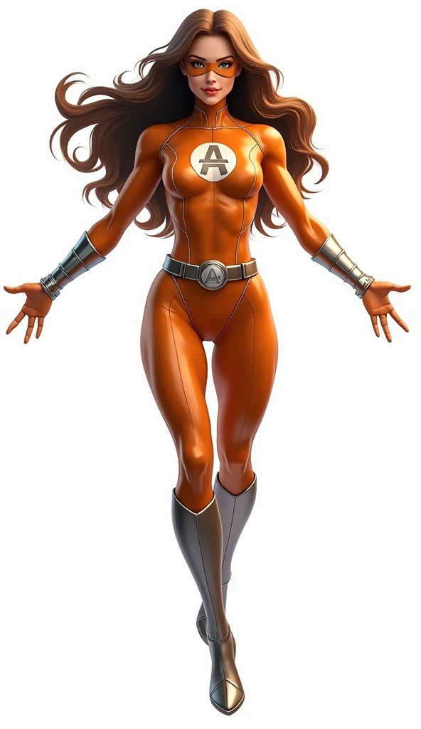 (best quality,8k:1.2,high resolution:1.2),ultra-detalhado,Realistic,retro science female,static pose,long hair,rosto extremamente detalhados,long eyelashes,all sheer light orange Collant de nylon Apertado,white pantyhose, light orange gloves,light orange Glossy metalic accessories,Physically-based rendering,sharp focus,studio lighting