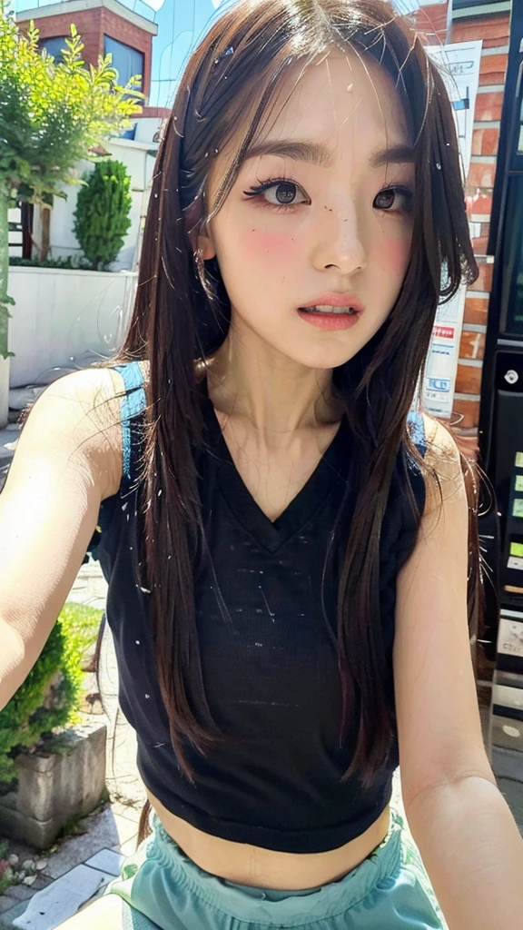( Highest quality, 8k, masterpiece, RAW Photos: 1.3),mysterious, Beautiful Japanese Women, Young Japanese women,Trained and toned body、 (Highlight Color Hair,pink、blonde、5 ear piercings、necklace、Roman alphabet tattoo on arm、 Straight long hair, Layered Haircut), Earrings, Many thin bracelets, (whole body, Squat on the ground in a crab-legged position, that violate school rules、Super detailed, Intricate details, Highly detailed face and skin tones, Because I'm Slim, (body whole body tattoo, whole bodyに入れ墨), Beautiful Eyes, Realistic, Compensate, intellectual, Fascinating, Beautiful posture、Sailor uniforms full of school rule violations:2.0、Always wear a skirt、Sexy Dynamite、I'Crouched down and staring at you.、Heavy makeup、Eyeshadow purple、Perfect Proportions、Glare、Harajuku Style、Yankee sister、Flashy accessories、