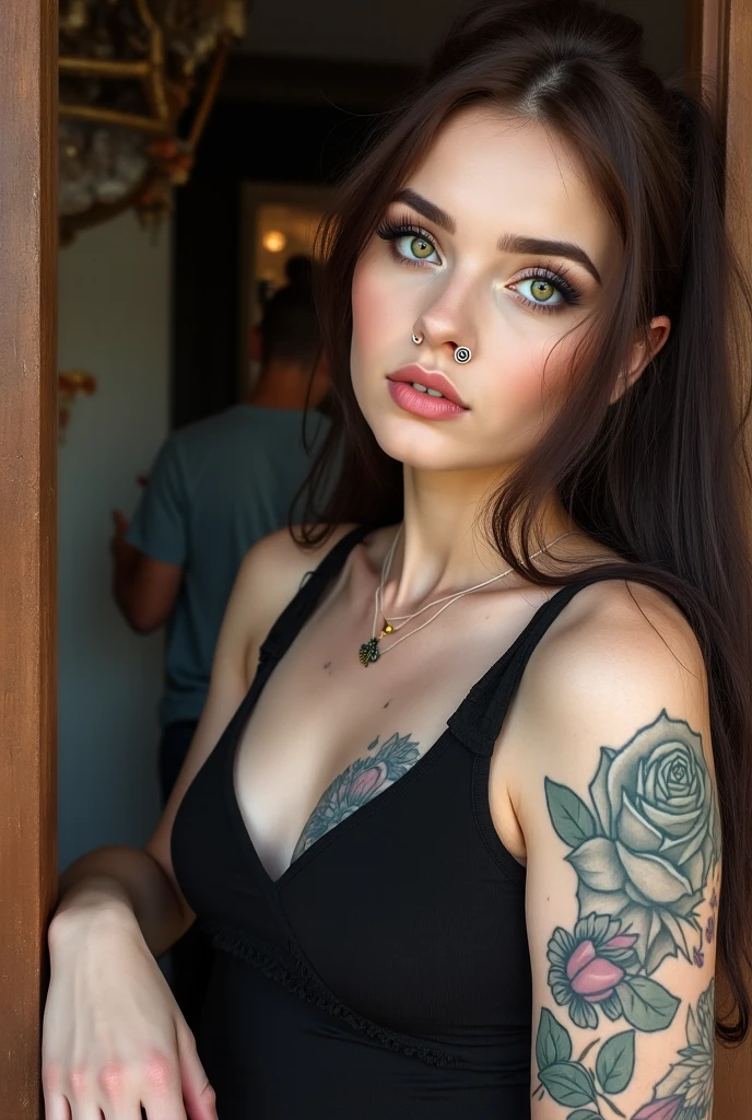 a beautiful girl in a garden, (best quality,4k,8k,highres,masterpiece:1.2),ultra-detailed,(realistic,photorealistic,photo-realistic:1.37),detailed eyes and face,extremely detailed facial features,beautiful detailed eyes,beautiful detailed lips,longeyelashes,intricate floral dress,soft lighting,magical realism,dreamlike,pastel colors,warm color tones