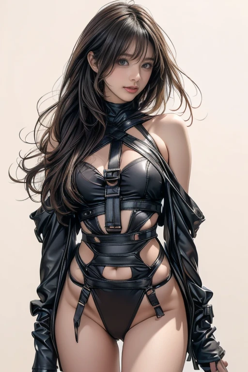 Caitlin, uma loira cativante. Seus cabelos caem elegantemente, Framing their fascination. \(Vestindo uma roupa apertadas na pele)\,e sedutora , with dynamic lighting emphasizing its shape. Intricate details and smooth lines evoke fascination, mystery, and power