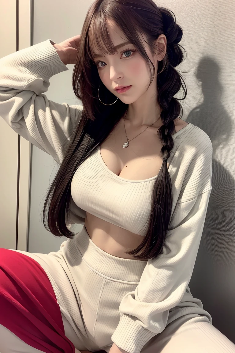  Korean with long red hair, cropped tirando selfie