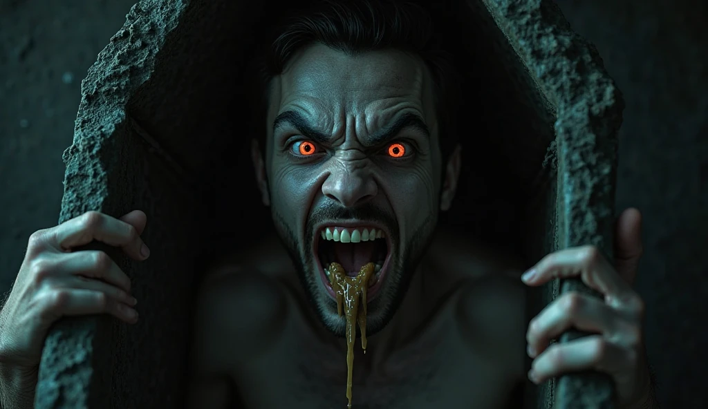 score_9, score_8_up, score_7_up, score_6_up, score_5_up, score_4_up, realistic style, photorealism, male, demon, scary creature, rotten skin, pale skin, fangs, looking at the viewer, scary look, gloomy atmosphere, cemetery, dark lighting, volumetric lighting, (night ), tag1, tag2