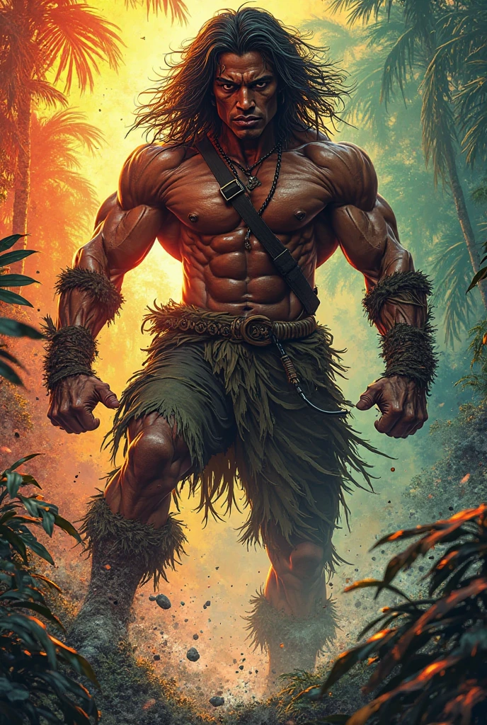 handsome and hyper muscular Tarzan.