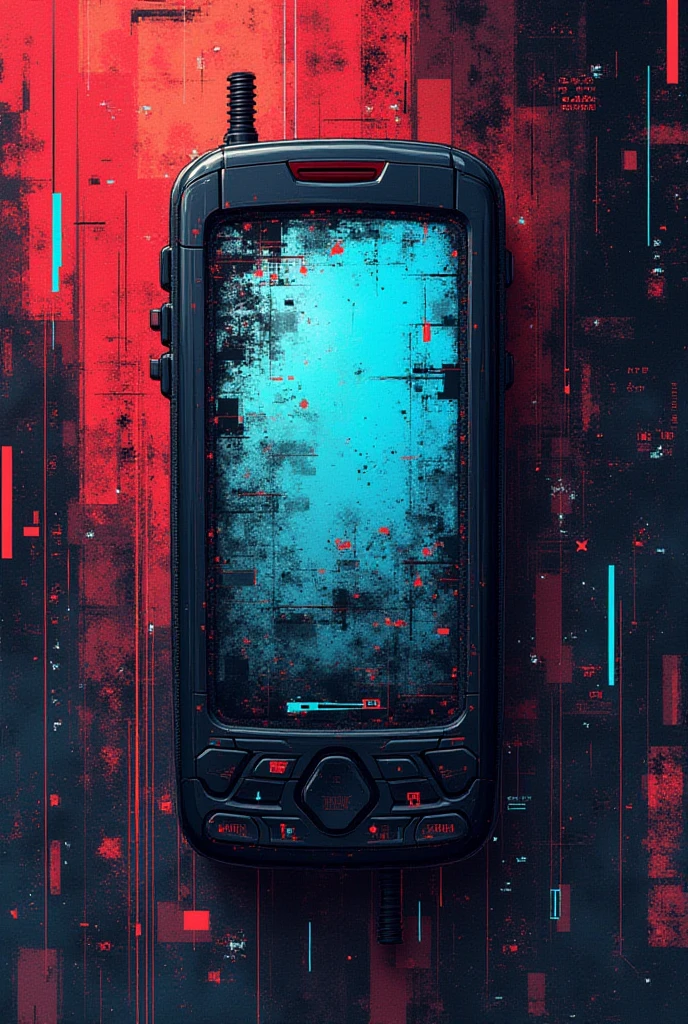 I need you to create an illustrative image with a lot of design. Com a frase: "I am looking for a faulty cell phone for purchase".