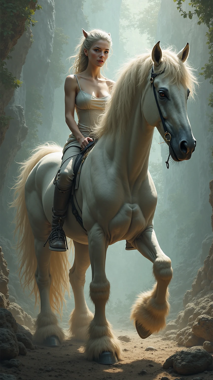 She is a mutant, it was crossed with a horse , she's half horse half human, she looks more like a mythical centaur 