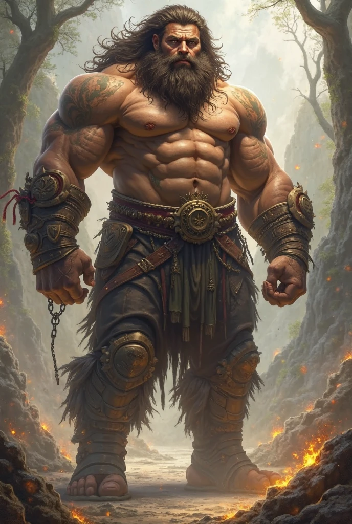 1 man、Strong body shape,Stone Age、Primitive barbarian style,highly details eye、详细的脸,Leaking out of the chest,Skins,Weapons made of bones,Full body standing painting,white backgrounid,tmasterpiece,best qualtiy,Best resolution,8K,