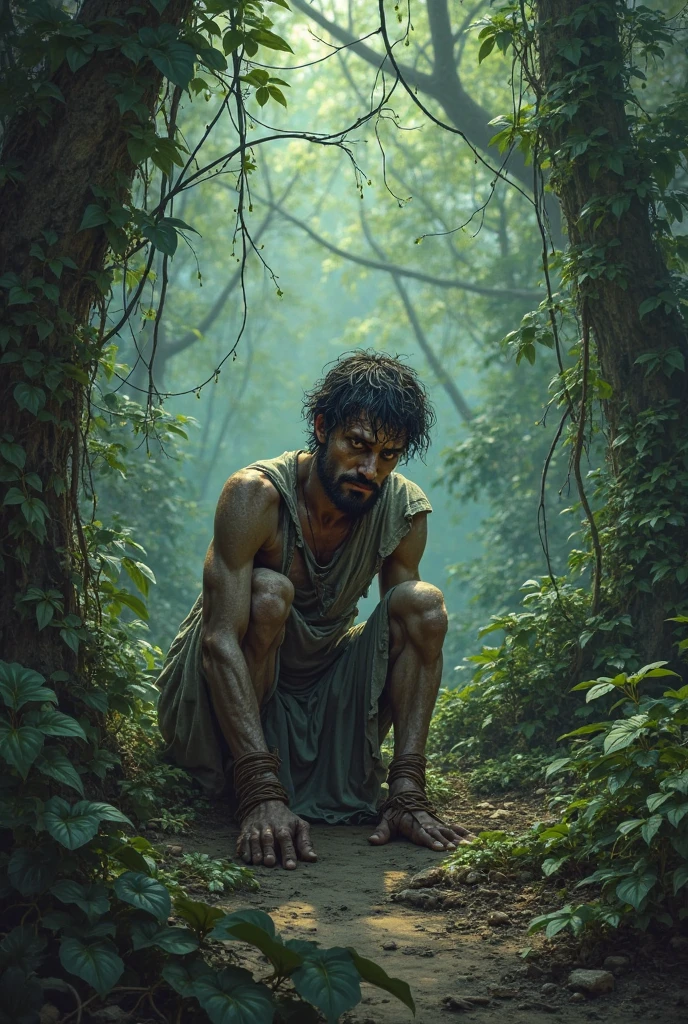 Man tied to a tree