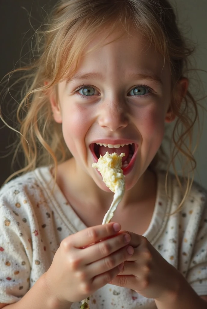 A girl eating shit