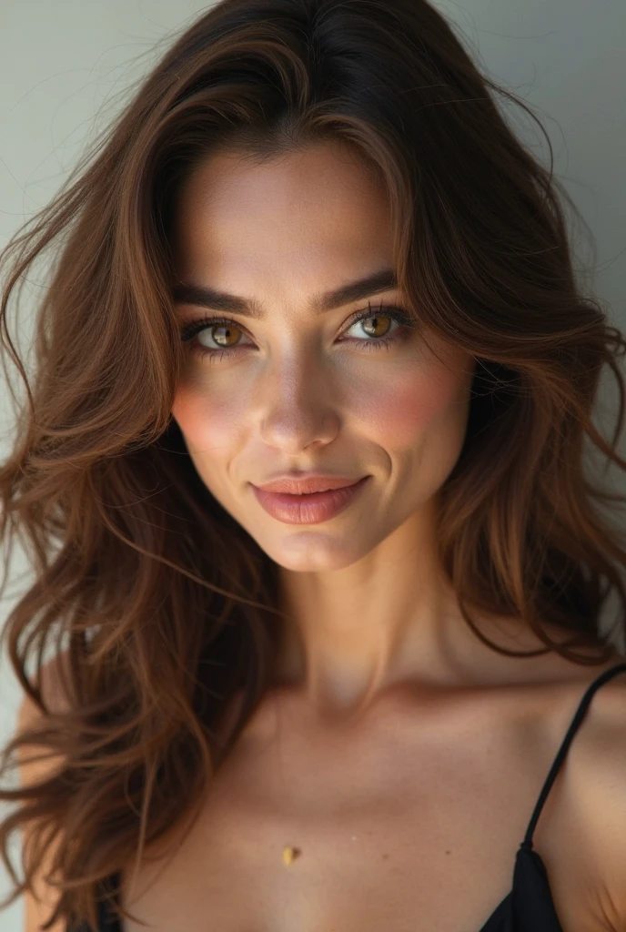Belle brune wearing a light beige blouse (Engrossed in nail care at a modern beauty salon),
Very detailed, 23 years old, innocent face, natural wavy hair, blue eyes,
High resolution, Masterpiece, Best quality, intricate details, highly detailed,
Mise au point nette, detailed skin, realistic skin texture, texture,
Detailed eyes, professional, 4K, charming smile, filmed on Canon,
85 mm, shallow depth of field, Kodak Vision color, perfectly fitting body,
Extremely detailed, photorealistic, realistic, post-processing, maximum details,
Roughness, real life, ultra realistic